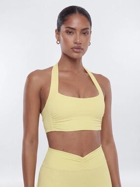 Fashion Nova ButterSoft Ruched Halter Sports Bra